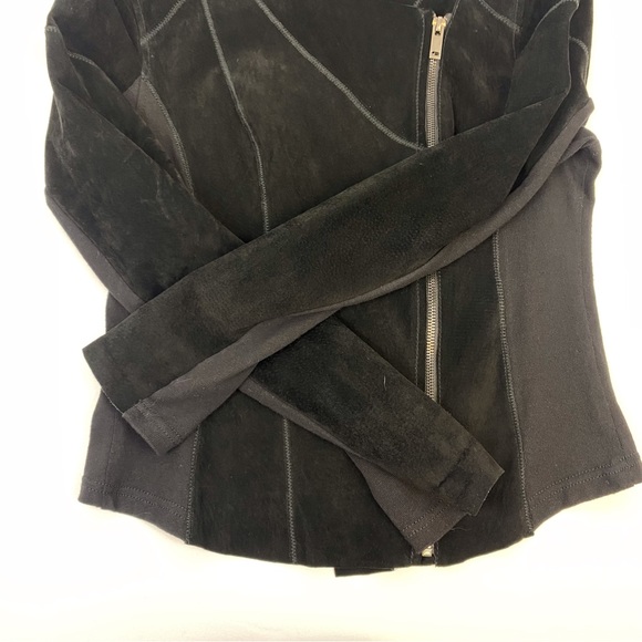 Blank NYC Black Leather Suede Asymmetrical Zip Moto Biker Jacket - Picture 9 of 14